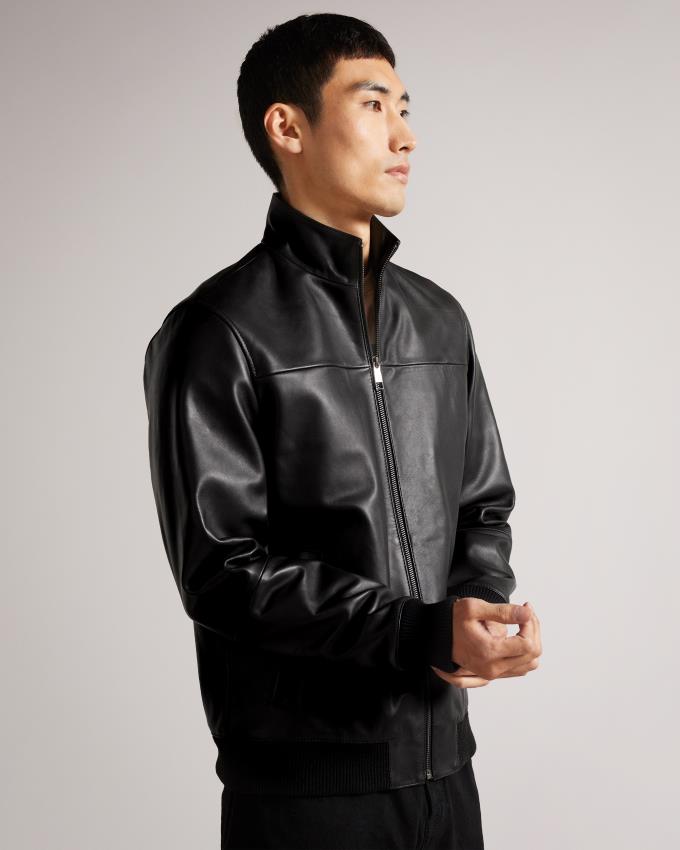 Veste Ted Baker Leather Bomber Noir Homme | HWM-58533514